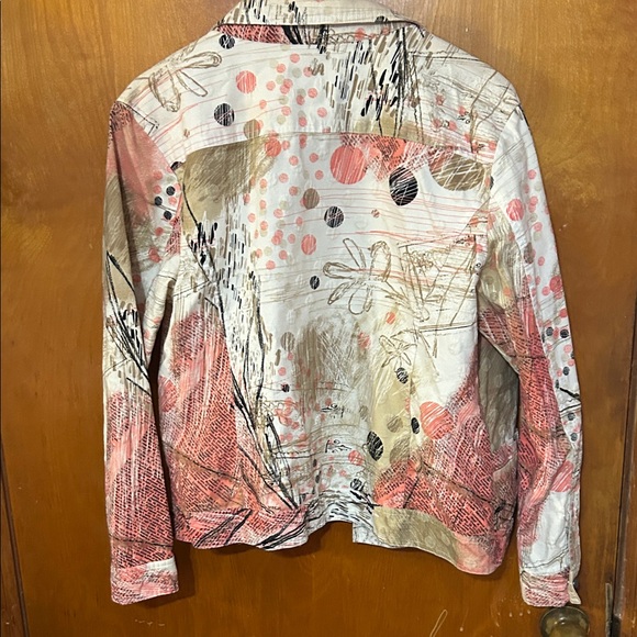 Christopher & Banks Artistic Jean Jacket - Cream, Red, Black - Picture 3 of 7